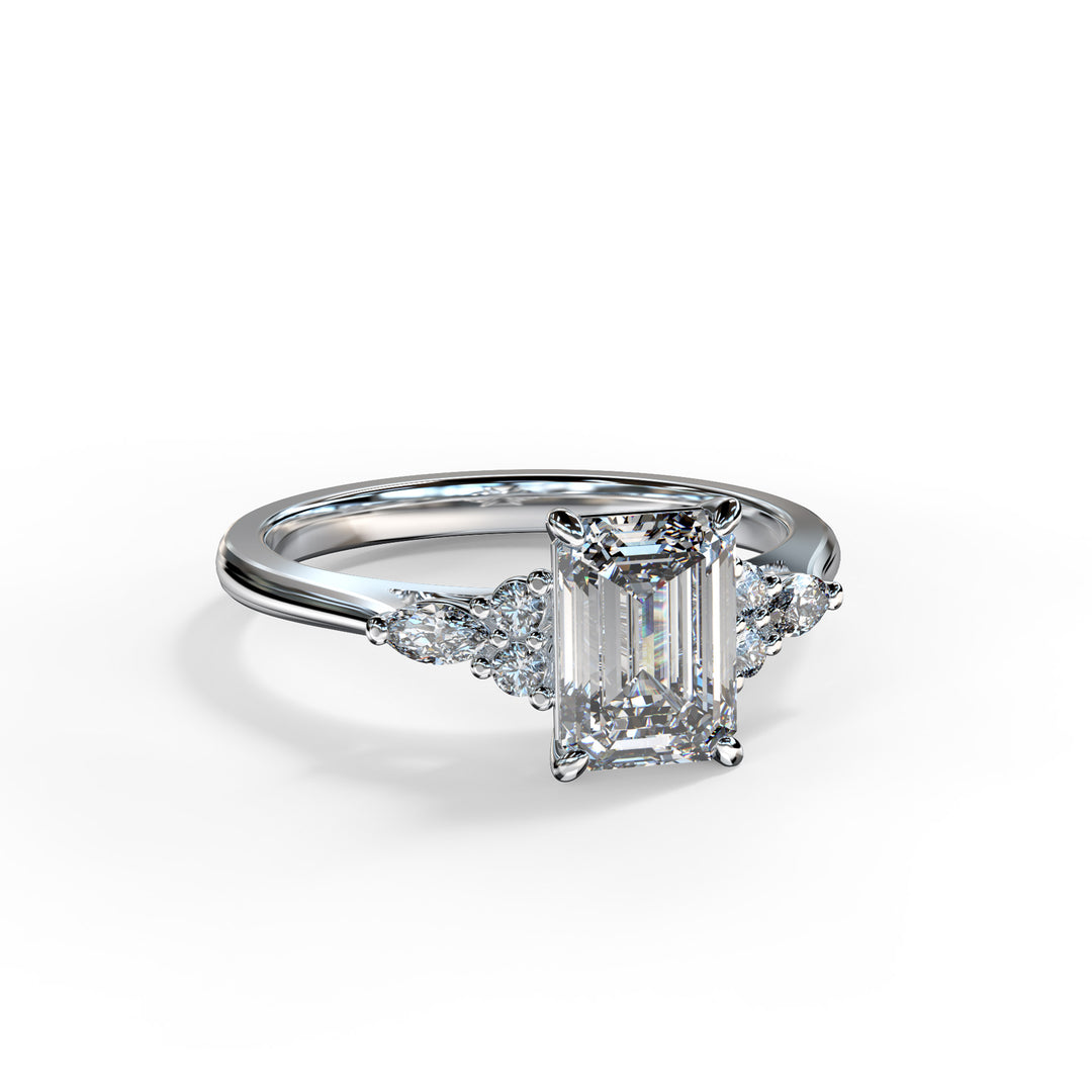 Ariana Emerald Cluster Engagement ring