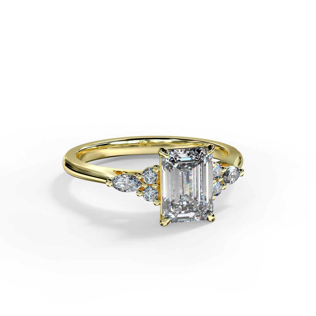 Ariana Emerald Cluster Engagement ring