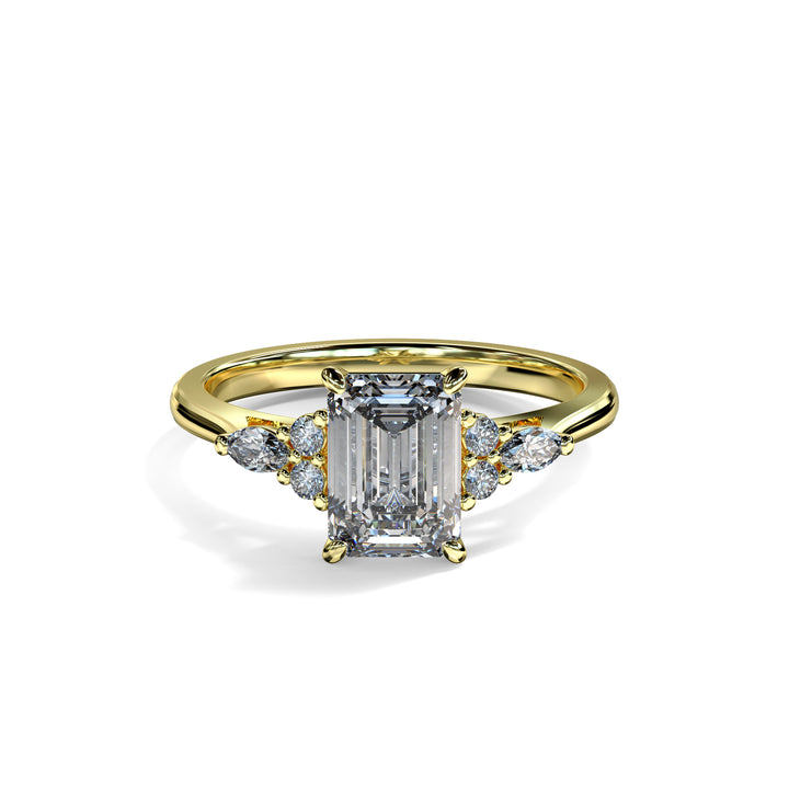 Ariana Emerald Cluster Engagement ring