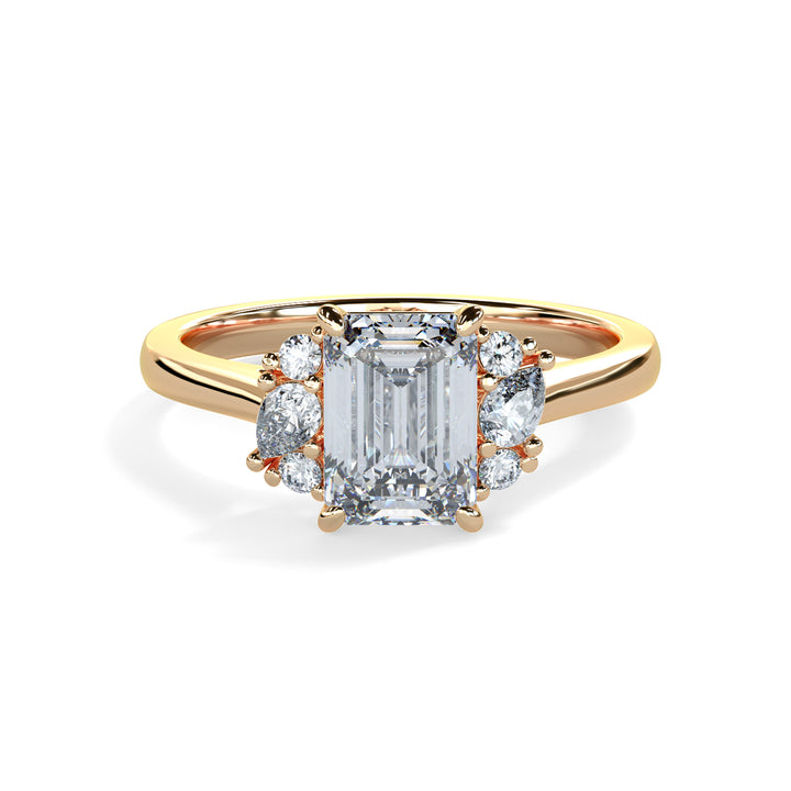 Nora Emerald Cluster Engagement ring