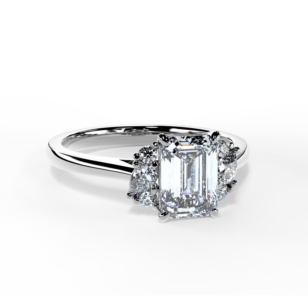 Nora Emerald Cluster Engagement ring