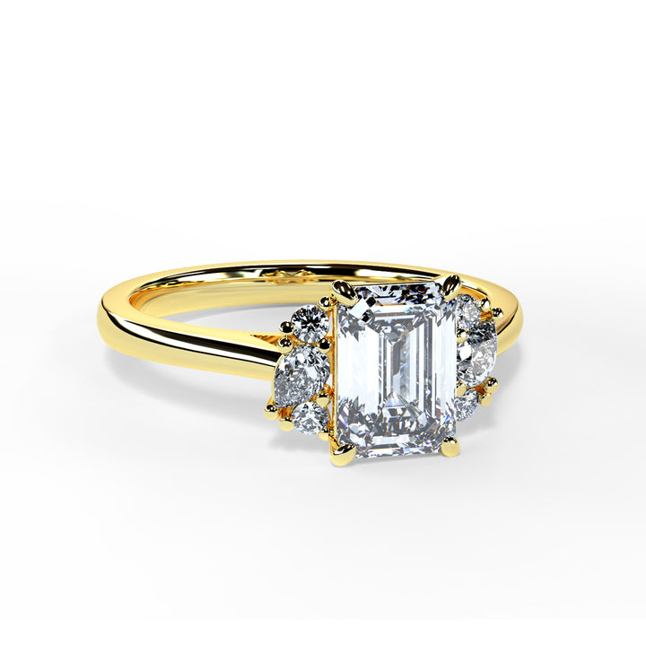 Nora Emerald Cluster Engagement ring