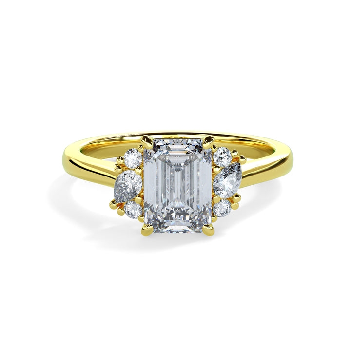 Nora Emerald Cluster Engagement ring