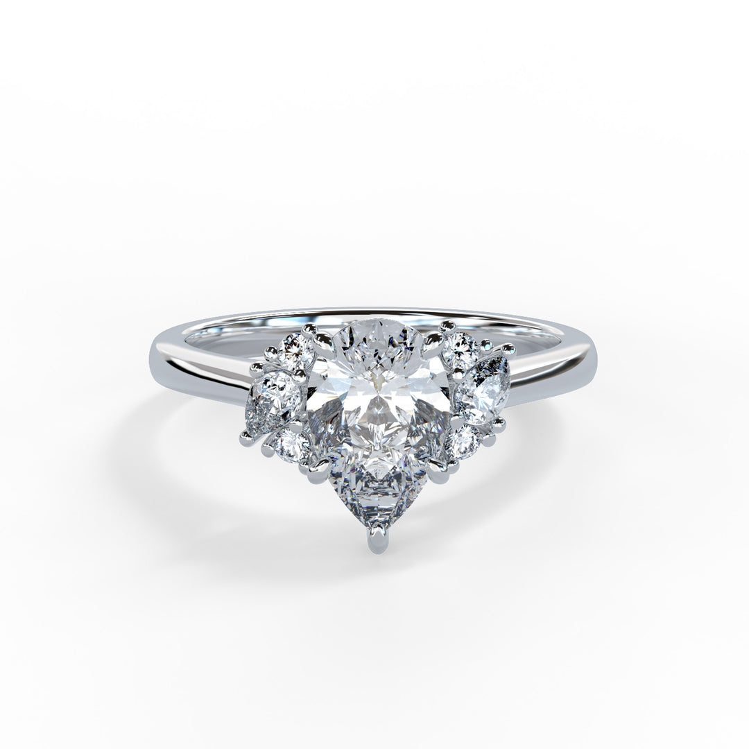 Nora Pear Cluster Engagement ring