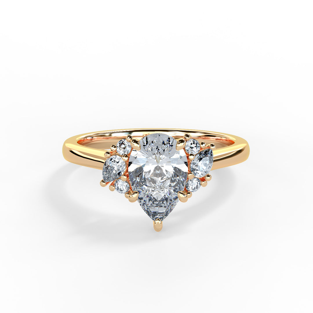 Nora Pear Cluster Engagement ring