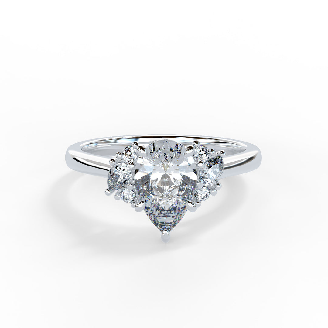 Nora Pear Cluster Engagement ring