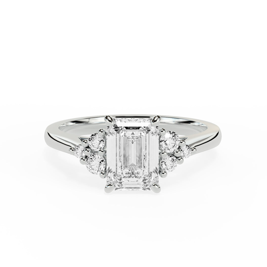 Olive Emerald Cluster Engagement ring