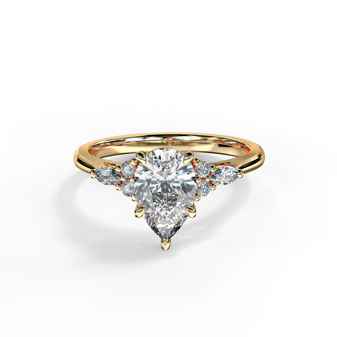 Ariana Pear Cluster Engagement ring